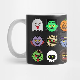 MONSTER FACES Halloween Emoji Shirt Skeleton Dracula Costume Mug